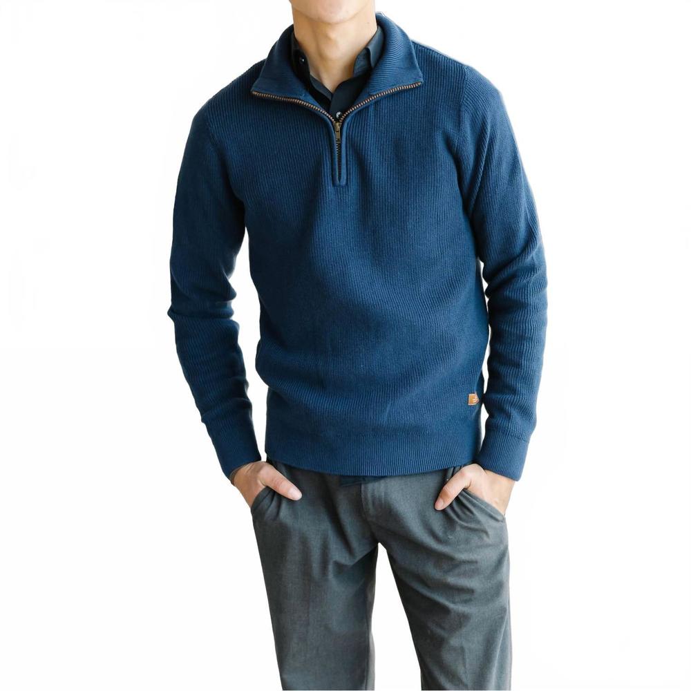 NEW BLEND men's bh codford half-zip sweater in blue